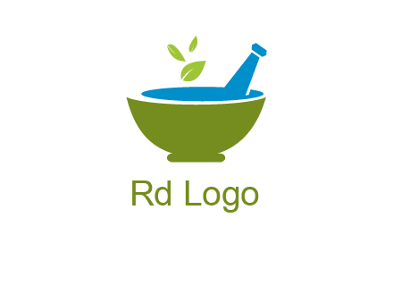 leaves in pestle mortar pharmacy logo