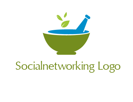leaves in pestle mortar pharmacy logo