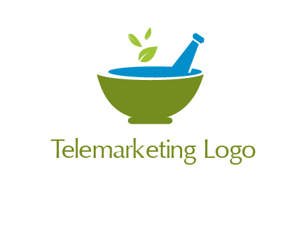 leaves in pestle mortar pharmacy logo