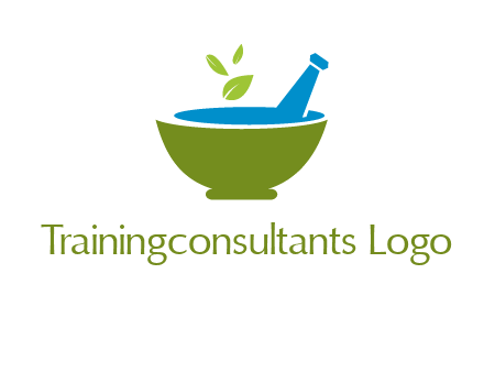 leaves in pestle mortar pharmacy logo