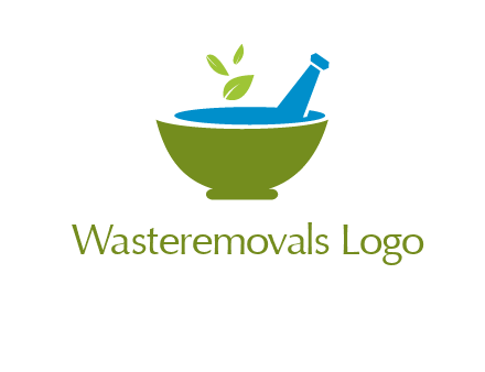 leaves in pestle mortar pharmacy logo