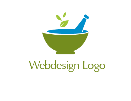 leaves in pestle mortar pharmacy logo