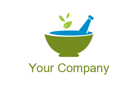 leaves in pestle mortar pharmacy logo