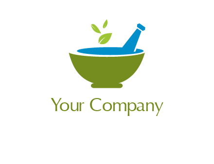 leaves in pestle mortar pharmacy logo
