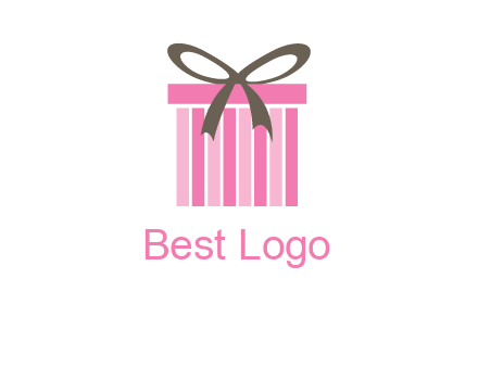 stripe gift box with ribbon logo