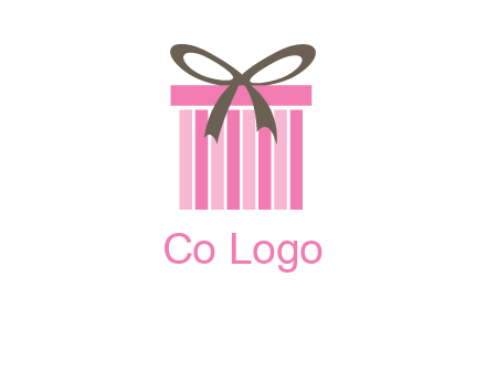 stripe gift box with ribbon logo