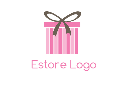 stripe gift box with ribbon logo