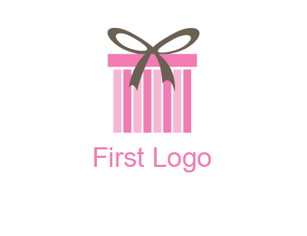 stripe gift box with ribbon logo