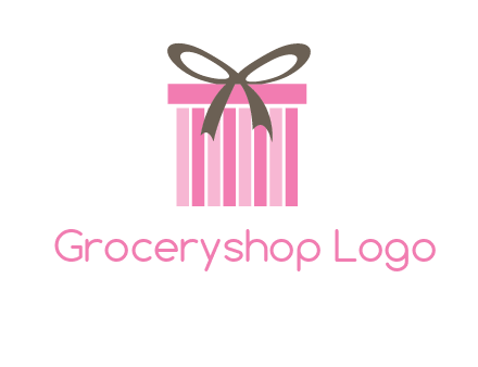 stripe gift box with ribbon logo