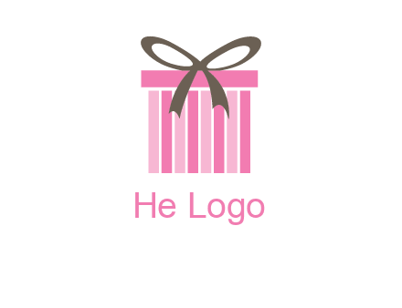 stripe gift box with ribbon logo
