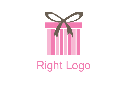 stripe gift box with ribbon logo