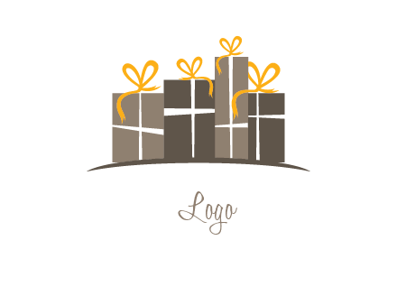 gift boxes with ribbon in a row logo