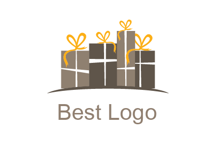 gift boxes with ribbon in a row logo