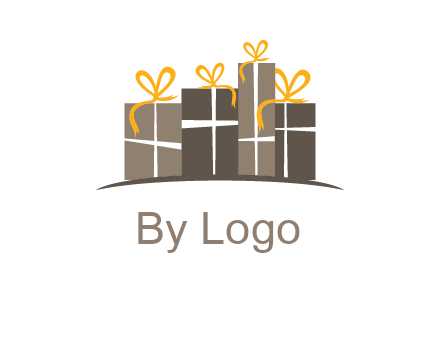 gift boxes with ribbon in a row logo