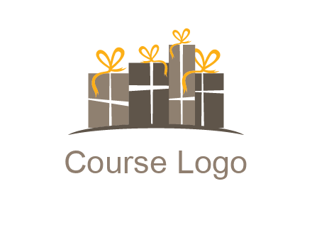 gift boxes with ribbon in a row logo