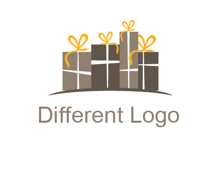 gift boxes with ribbon in a row logo