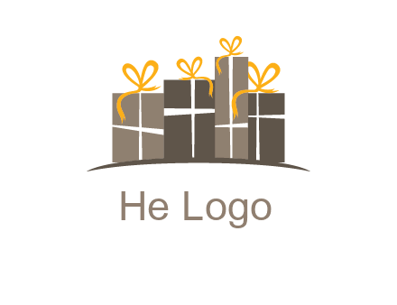 gift boxes with ribbon in a row logo