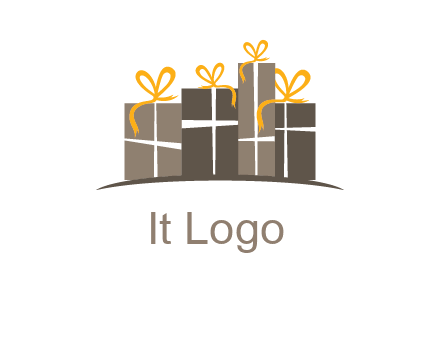 gift boxes with ribbon in a row logo
