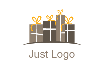 gift boxes with ribbon in a row logo