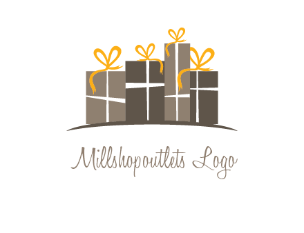 gift boxes with ribbon in a row logo