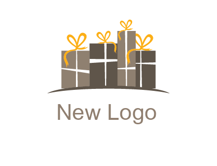 gift boxes with ribbon in a row logo