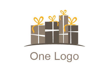 gift boxes with ribbon in a row logo