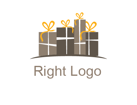 gift boxes with ribbon in a row logo