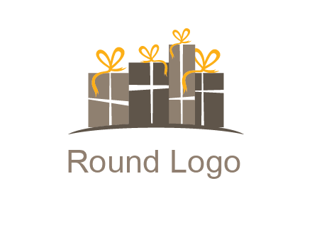 gift boxes with ribbon in a row logo
