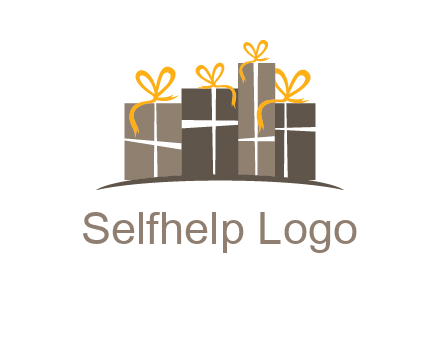 gift boxes with ribbon in a row logo