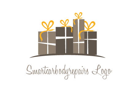 gift boxes with ribbon in a row logo