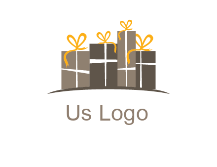 gift boxes with ribbon in a row logo