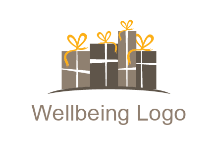 gift boxes with ribbon in a row logo