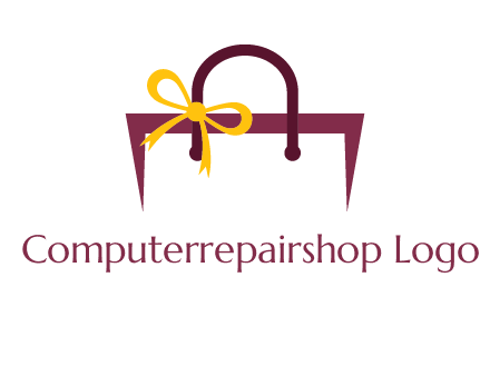 shopping bag with ribbon icon
