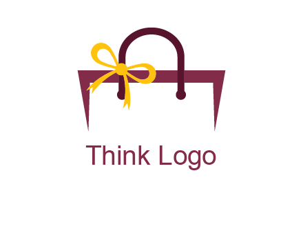 shopping bag with ribbon icon