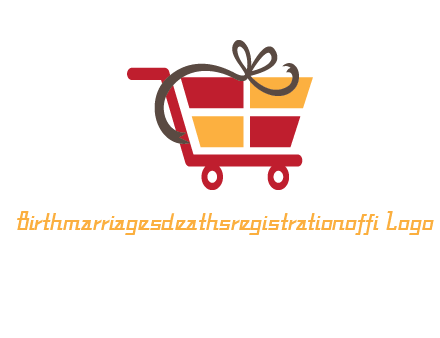 gift box shopping cart with ribbon icon