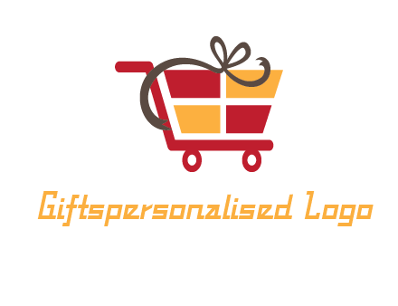 gift box shopping cart with ribbon icon