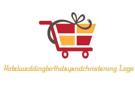 gift box shopping cart with ribbon icon