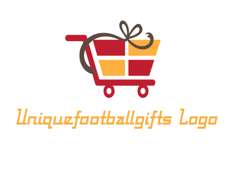 gift box shopping cart with ribbon icon