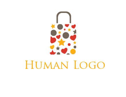 heart and circle shopping bag logo