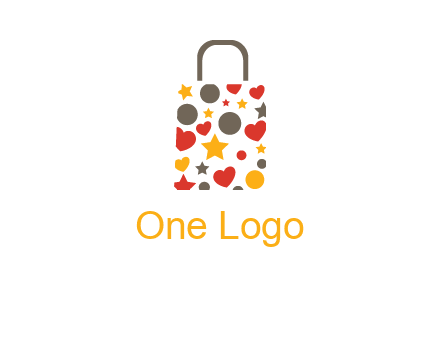 heart and circle shopping bag logo