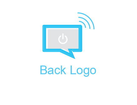 computer screen and chat bubble with waves logo