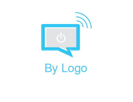 computer screen and chat bubble with waves logo