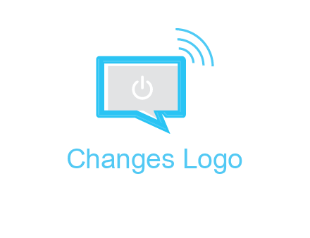 computer screen and chat bubble with waves logo