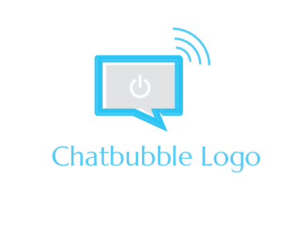 computer screen and chat bubble with waves logo