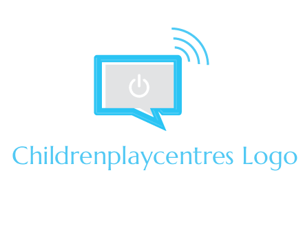computer screen and chat bubble with waves logo