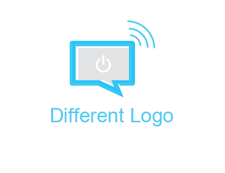 computer screen and chat bubble with waves logo