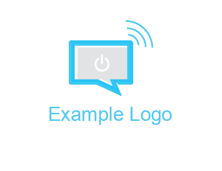 computer screen and chat bubble with waves logo