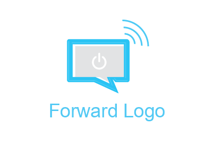 computer screen and chat bubble with waves logo