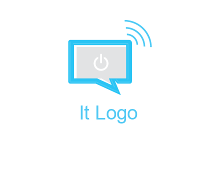 computer screen and chat bubble with waves logo