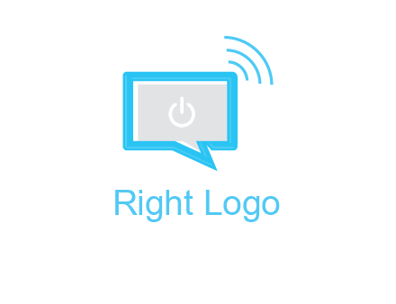 computer screen and chat bubble with waves logo